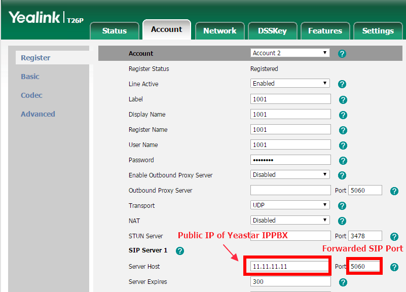 Register a Remote Extension via Public IP Address and Port