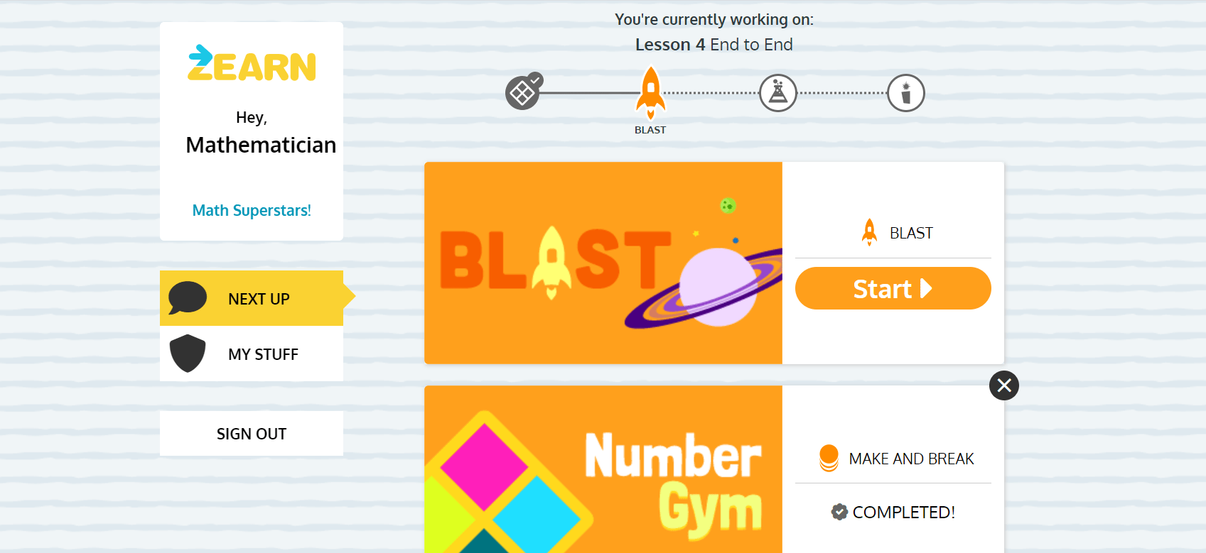 Student Lesson Calendar Zearn