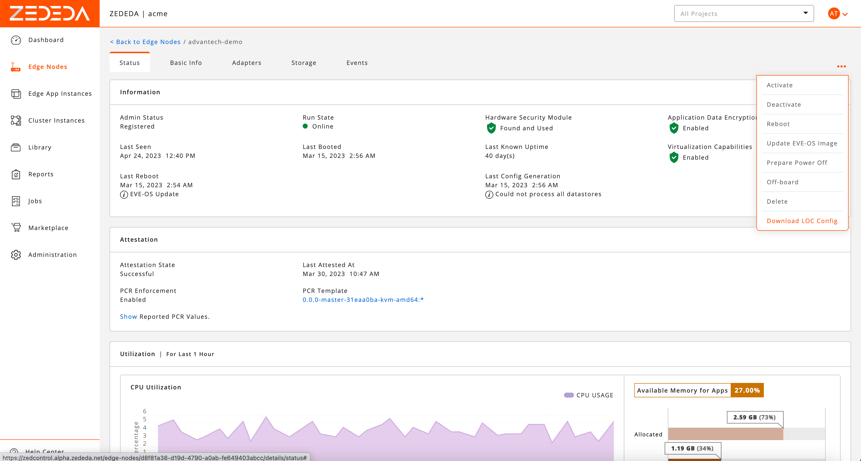 Operations of Edge Nodes ZEDEDA Help Center