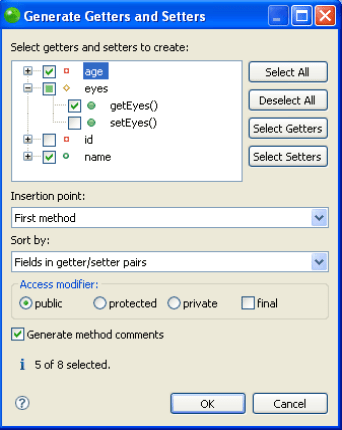 Generating Getters and Setters- Zend Studio 13.6