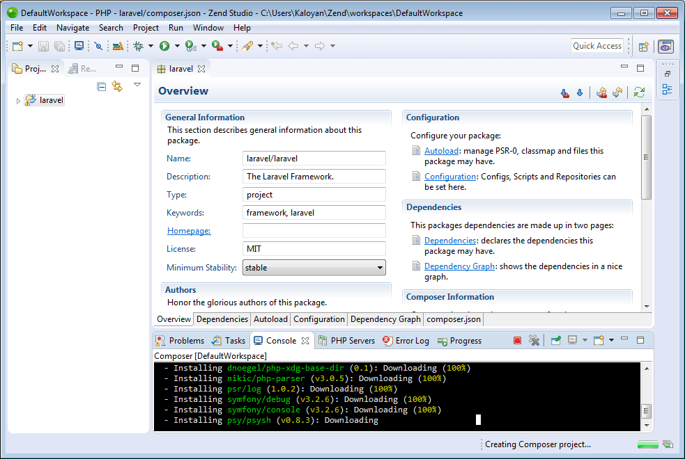 Working with Composer
