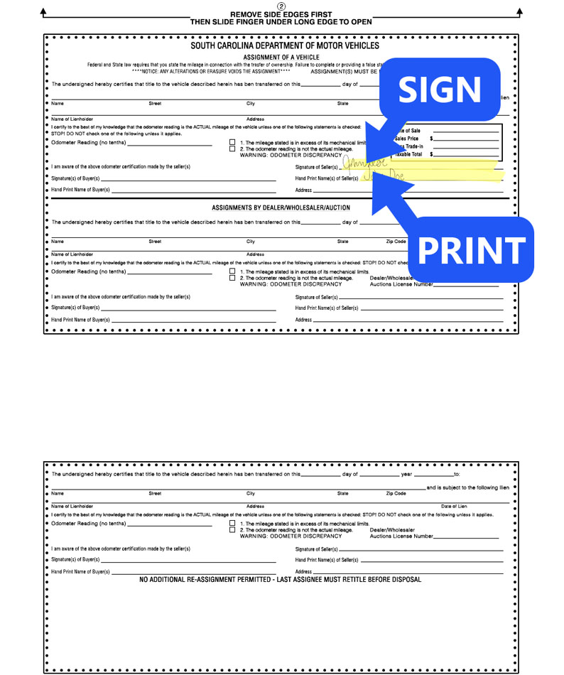 How to sign my South Carolina (SC) title? Help Center