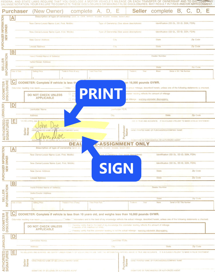 How to sign my South Dakota (SD) title? Help Center