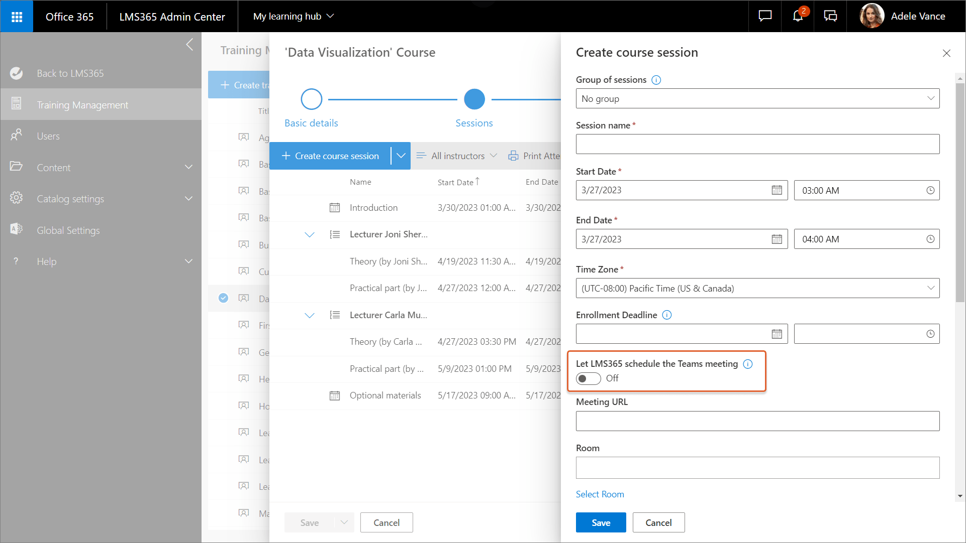 Create Microsoft Teams meetings from course sessions Help Center