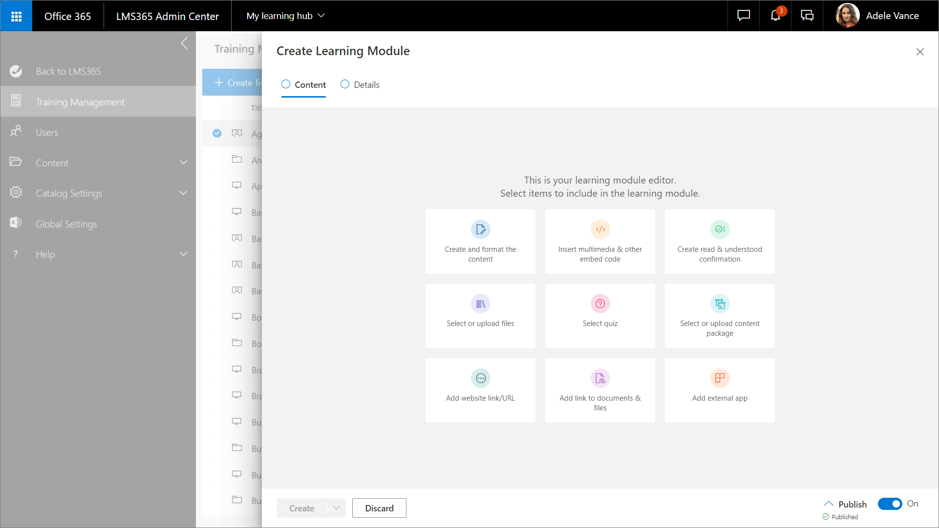 Create and manage learning modules Help Center