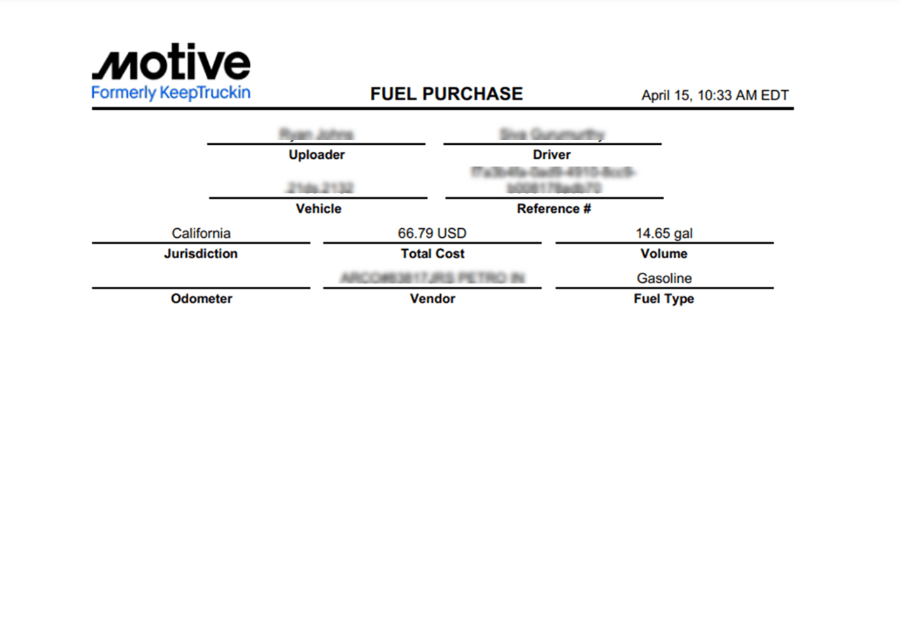 How to download fuel receipts using Fleet Dashboard Motive Help Center