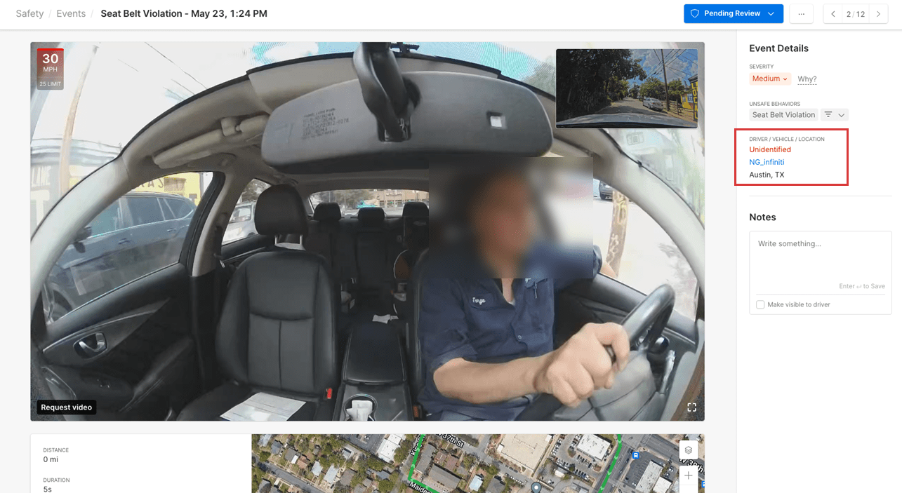 How to view a Seat Belt Violation Event on the Fleet Dashboard Motive Help Center