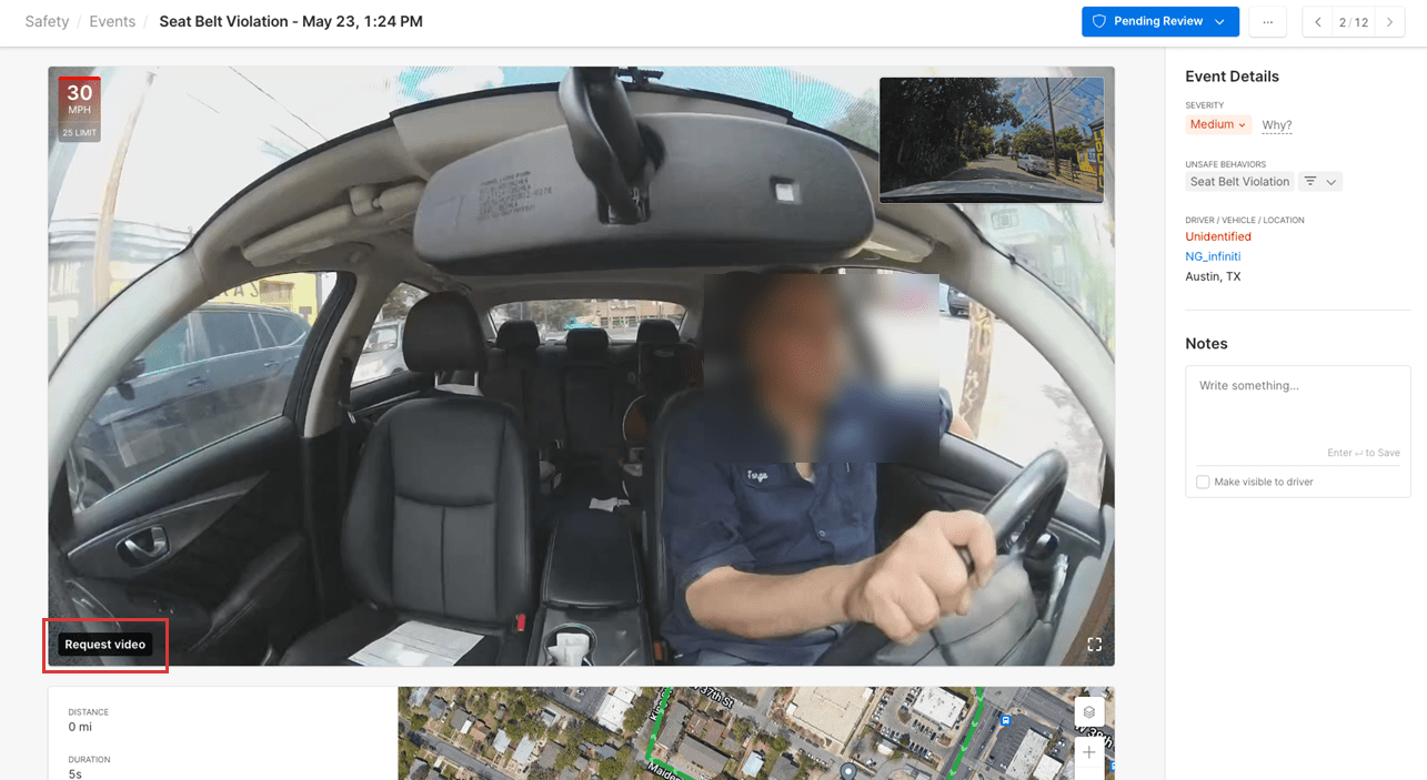 How to view a Seat Belt Violation Event on the Fleet Dashboard Motive