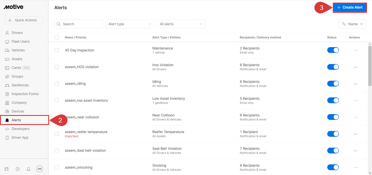 How to create ThermoKing alarm alerts Motive Help Center