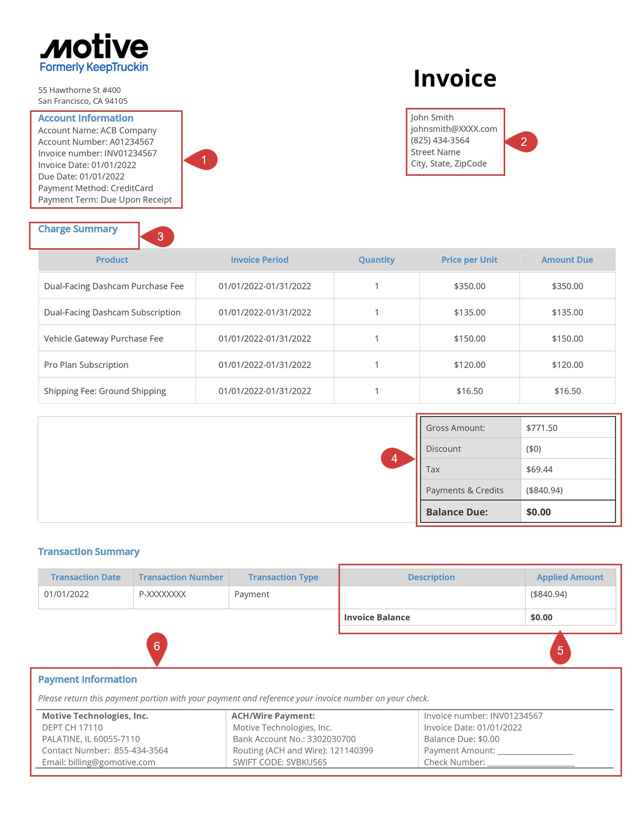 How to read a billing invoice Motive Help Center