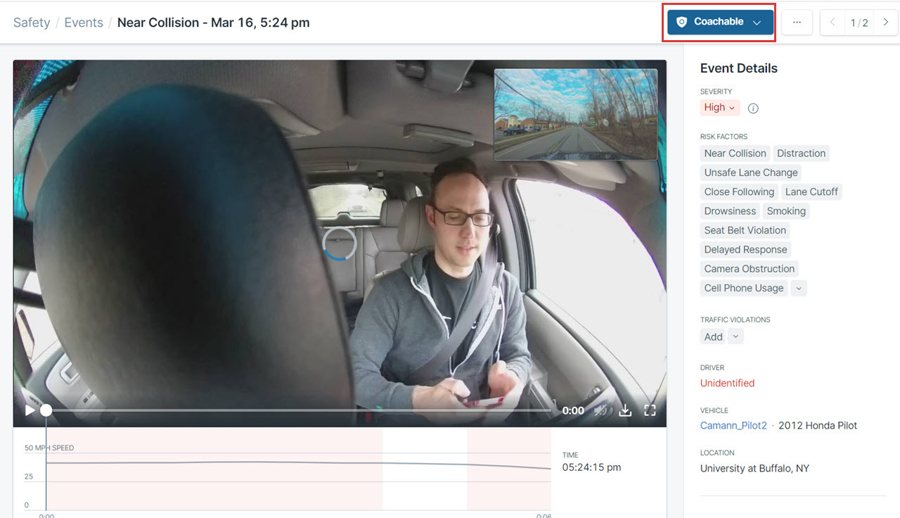 How to view a Seatbelt Violation Event on the Fleet Dashboard Motive
