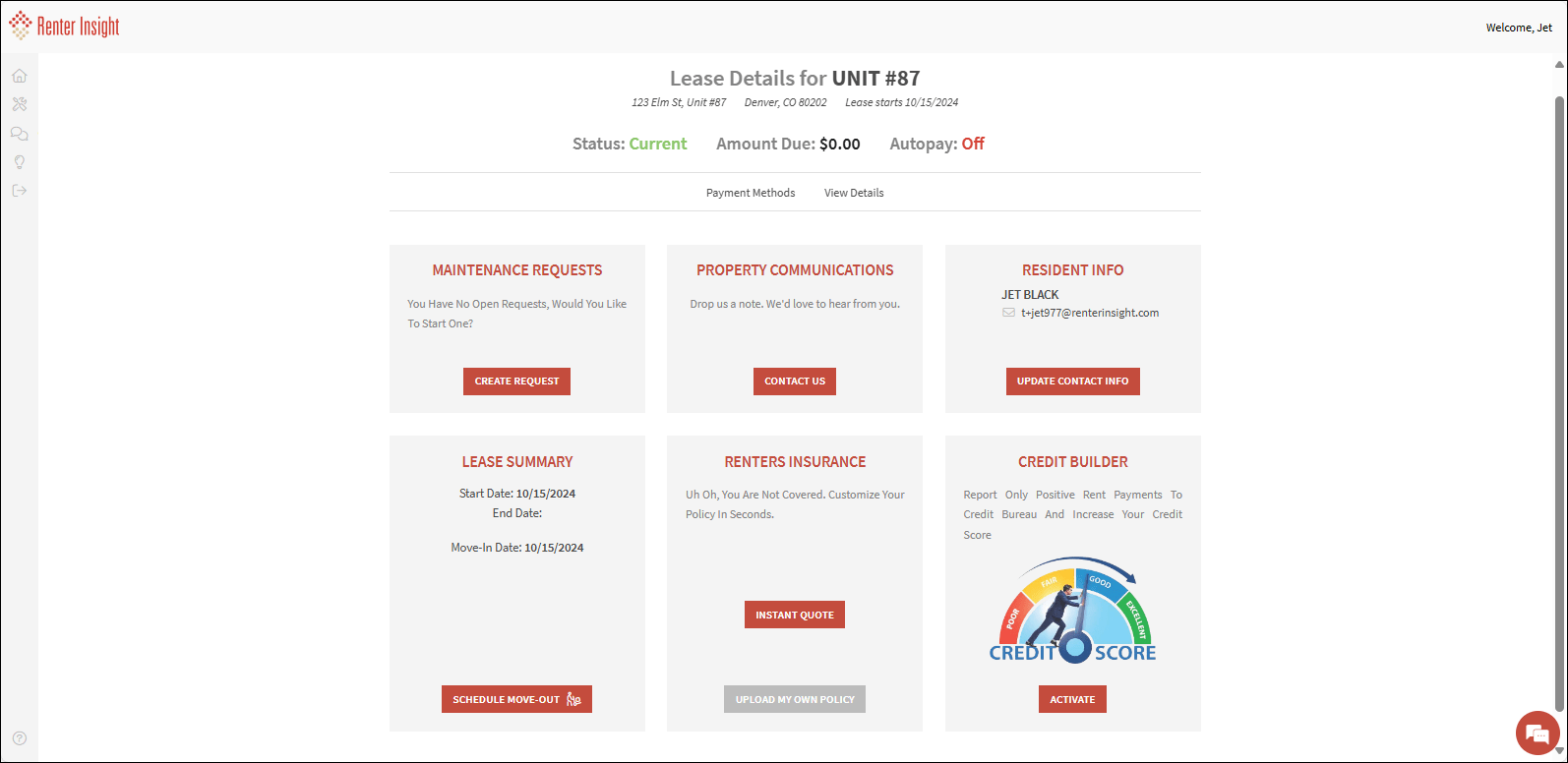 Add or delete resident portal access.