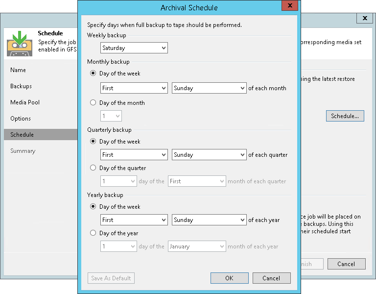 Schedule for GFS Job Veeam Backup Guide for HyperV