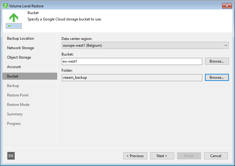 Google Cloud Storage Settings Veeam Agent for Microsoft Windows Guide