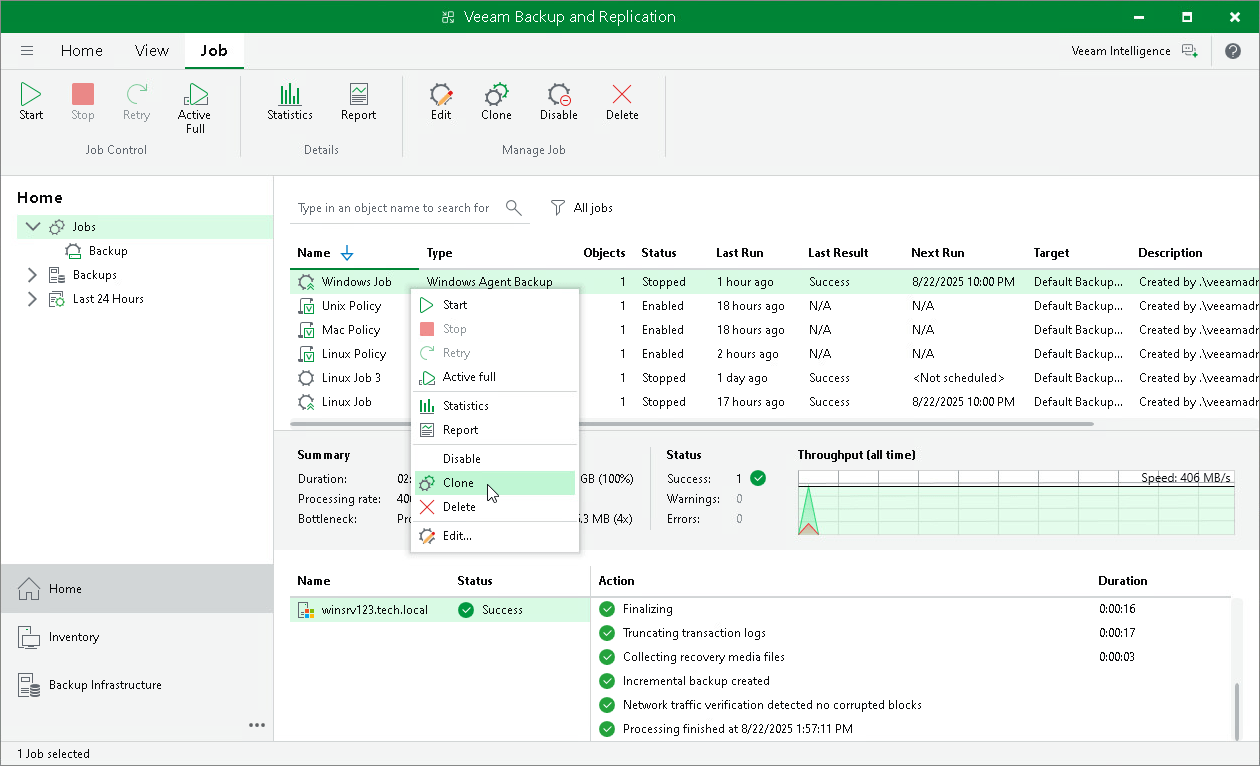 Cloning Veeam Agent Backup Job Veeam Agent Management Guide