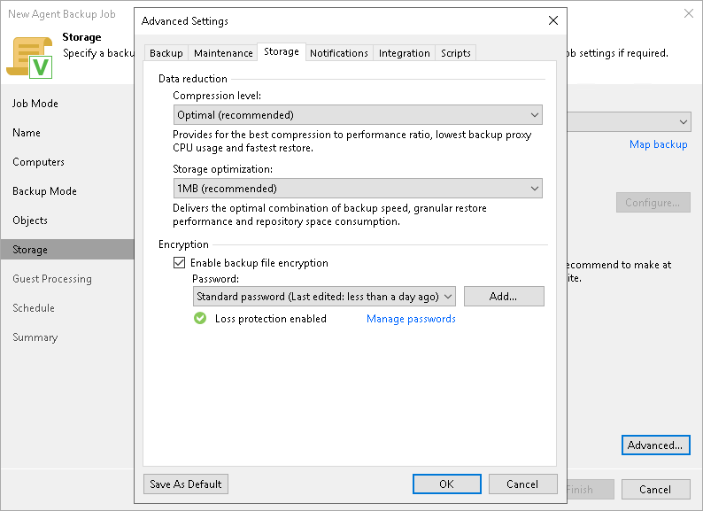 Storage Settings Veeam Agent Management Guide