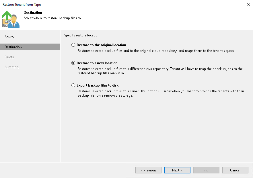 Restoring Tenant Data from Tape Veeam Cloud Connect Guide