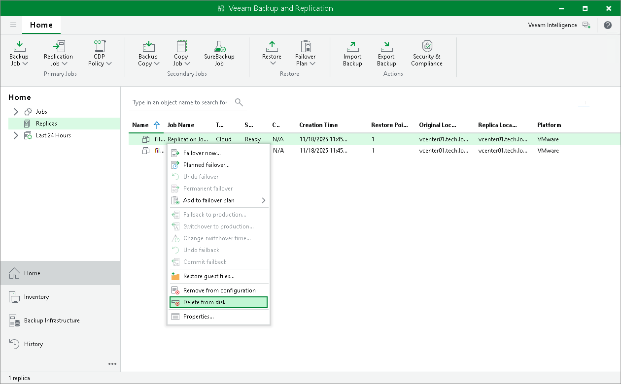 Deleting from Disk Veeam Cloud Connect Guide