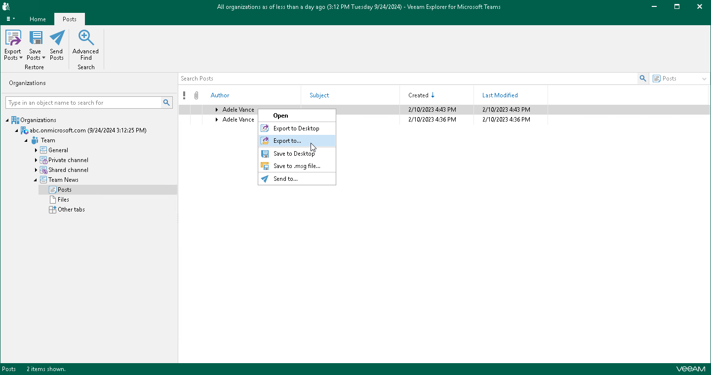 Exporting Individual Posts Veeam Backup Explorers Guide
