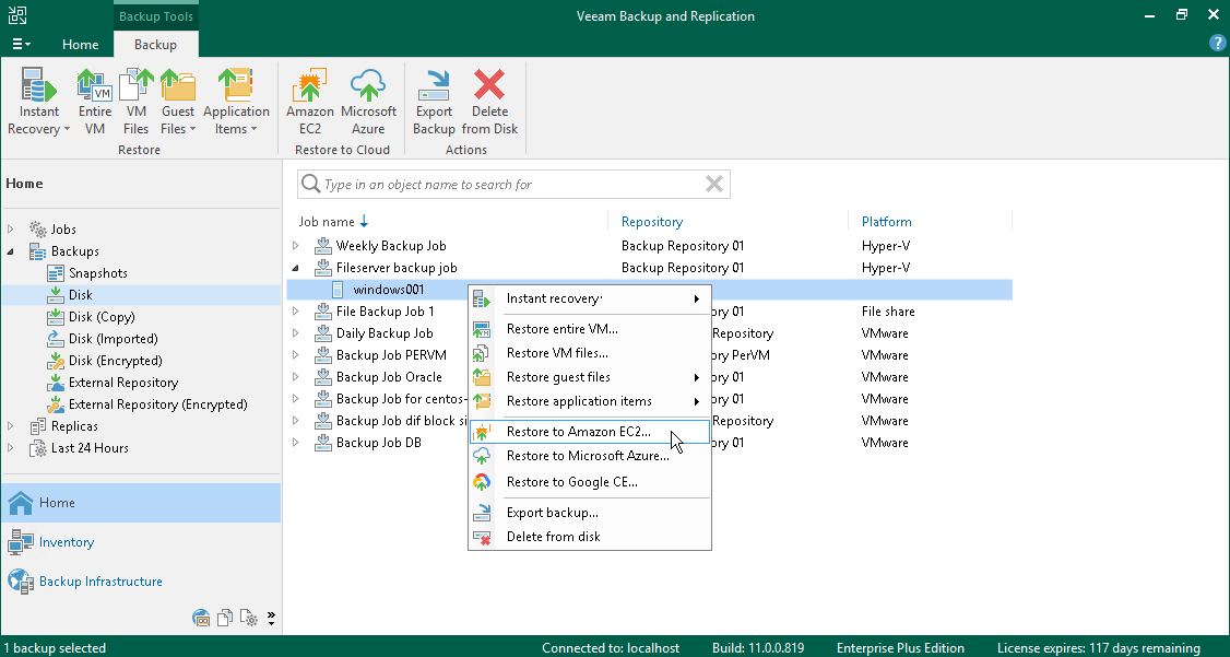 Step 1. Launch Restore to Amazon EC2 Wizard User Guide for Microsoft