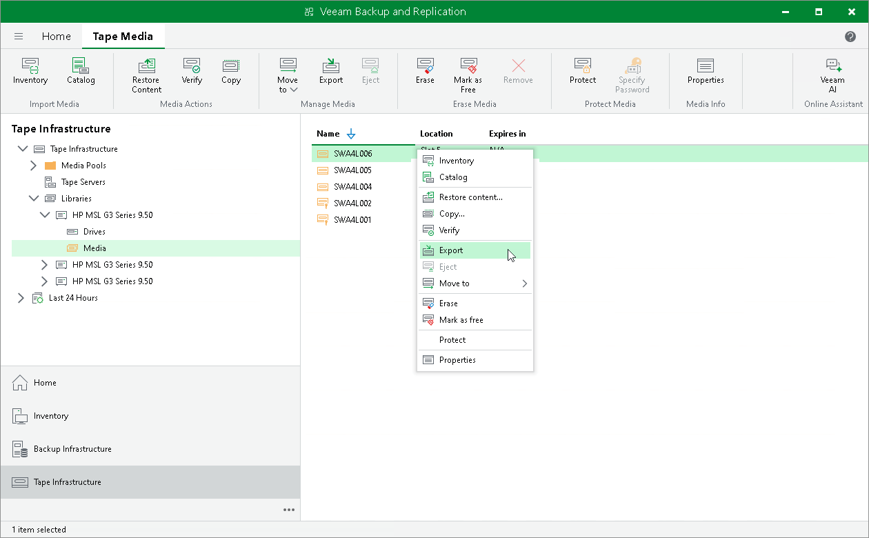 Exporting Tapes User Guide for Microsoft HyperV