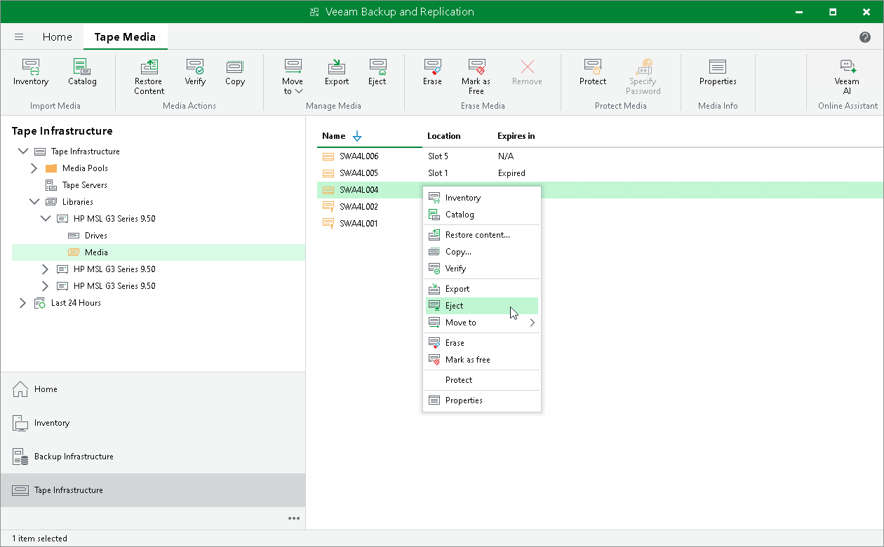 Ejecting Tapes User Guide for VMware vSphere