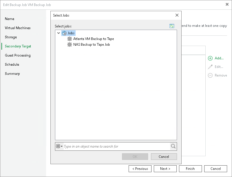 Linking Backup Jobs to Backup to Tape Jobs User Guide for VMware vSphere