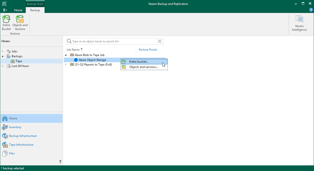 Step 1. Launch Restore from Tape Wizard User Guide for VMware vSphere