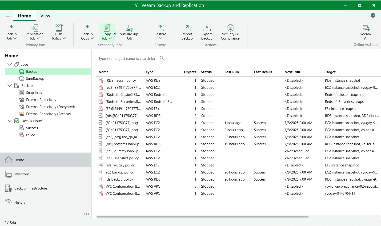 Creating Backup Copy Jobs Veeam Backup for AWS Guide