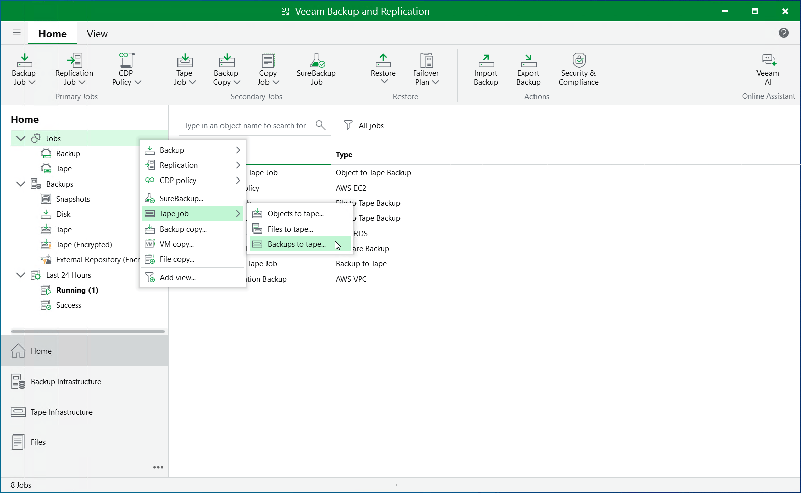 Copying Backups to Tapes Veeam Backup for AWS Guide