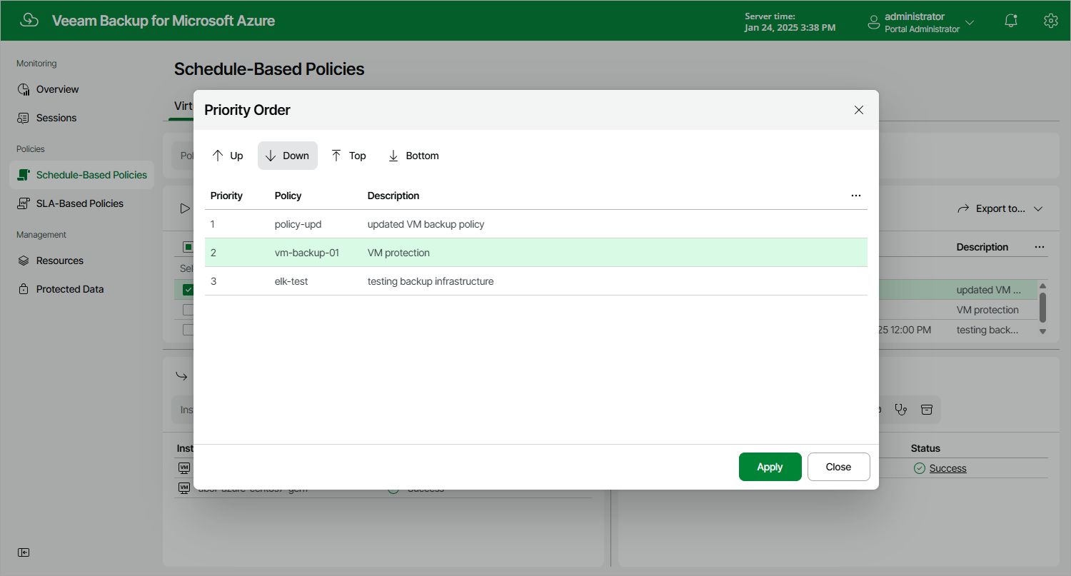 Setting Backup Policy Priority Veeam Backup for Microsoft Azure Guide