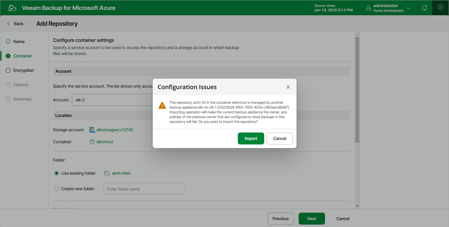 Repository Ownership Alert Veeam Backup for Microsoft Azure Guide