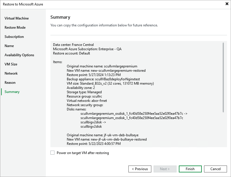 Step 10. Finish Working with Wizard Veeam Backup for Microsoft Azure