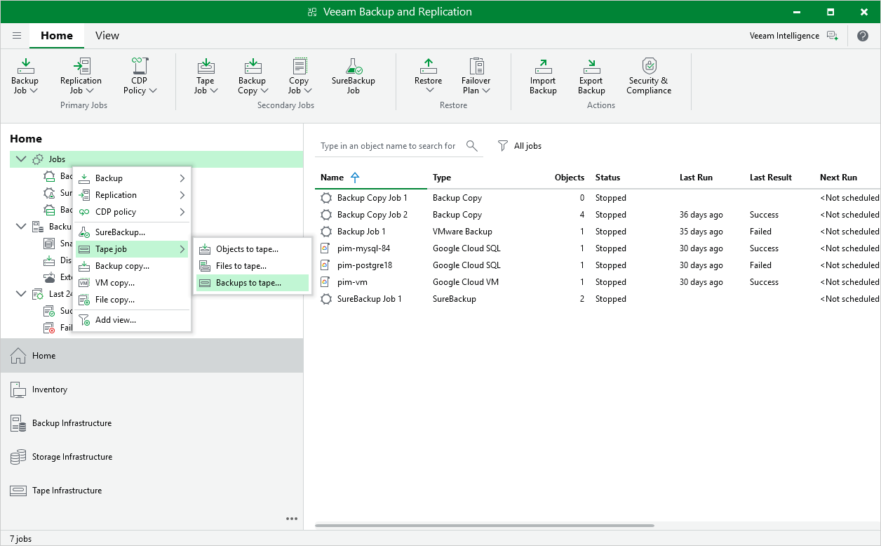 Copying Backups to Tapes Veeam Backup for Google Cloud User Guide