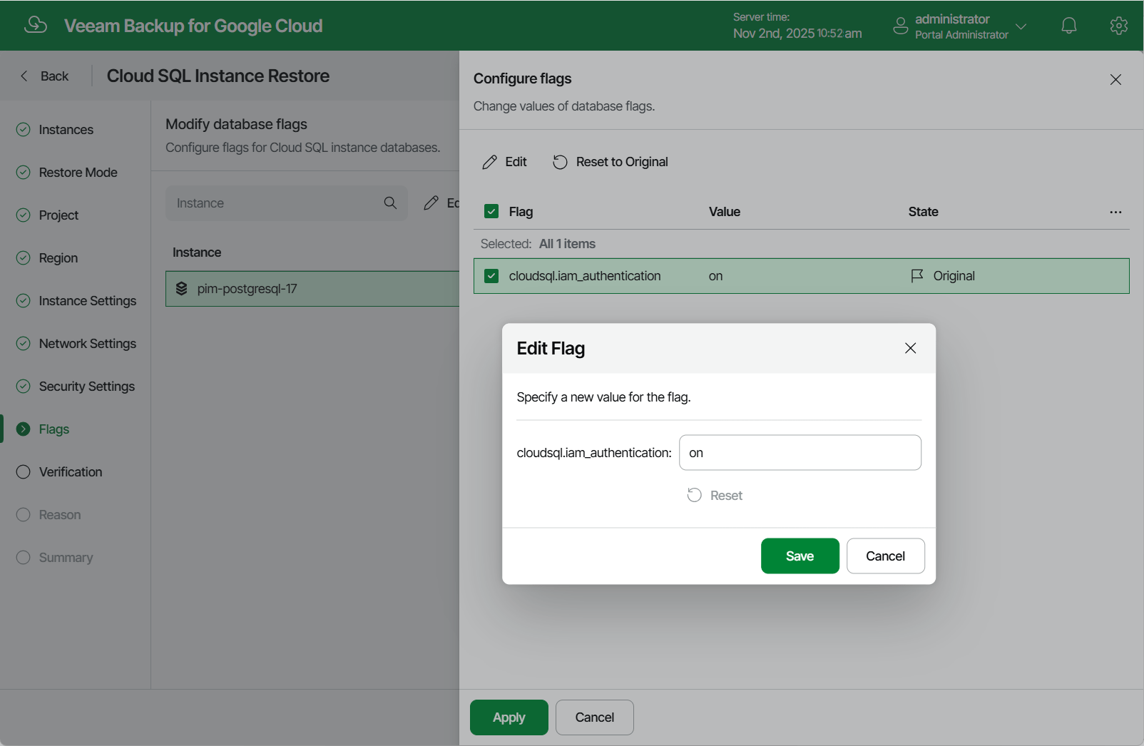 Step 10. Enable Flag Assignment Veeam Backup for Google Cloud User Guide