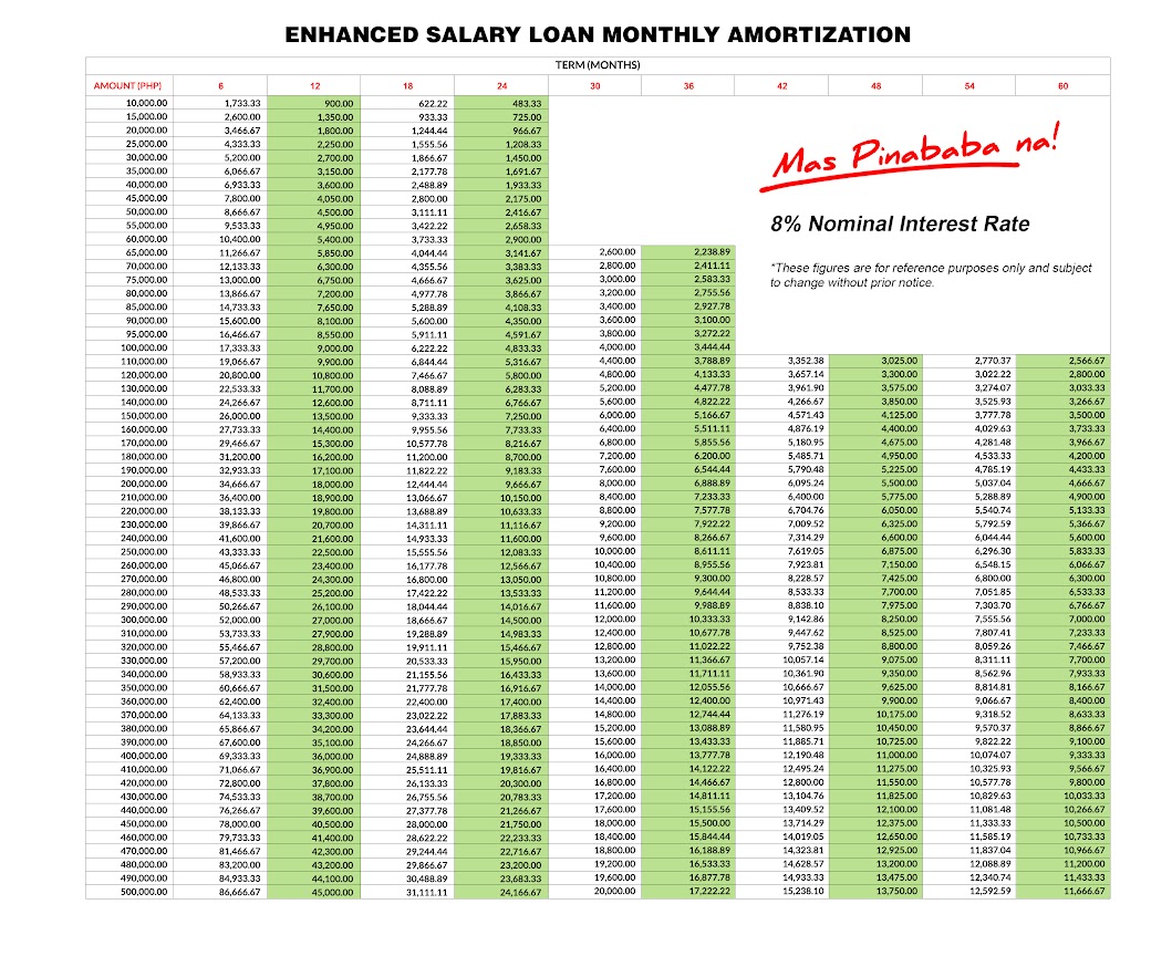 What is the maximum loanable amount and requirements for Salary Loan
