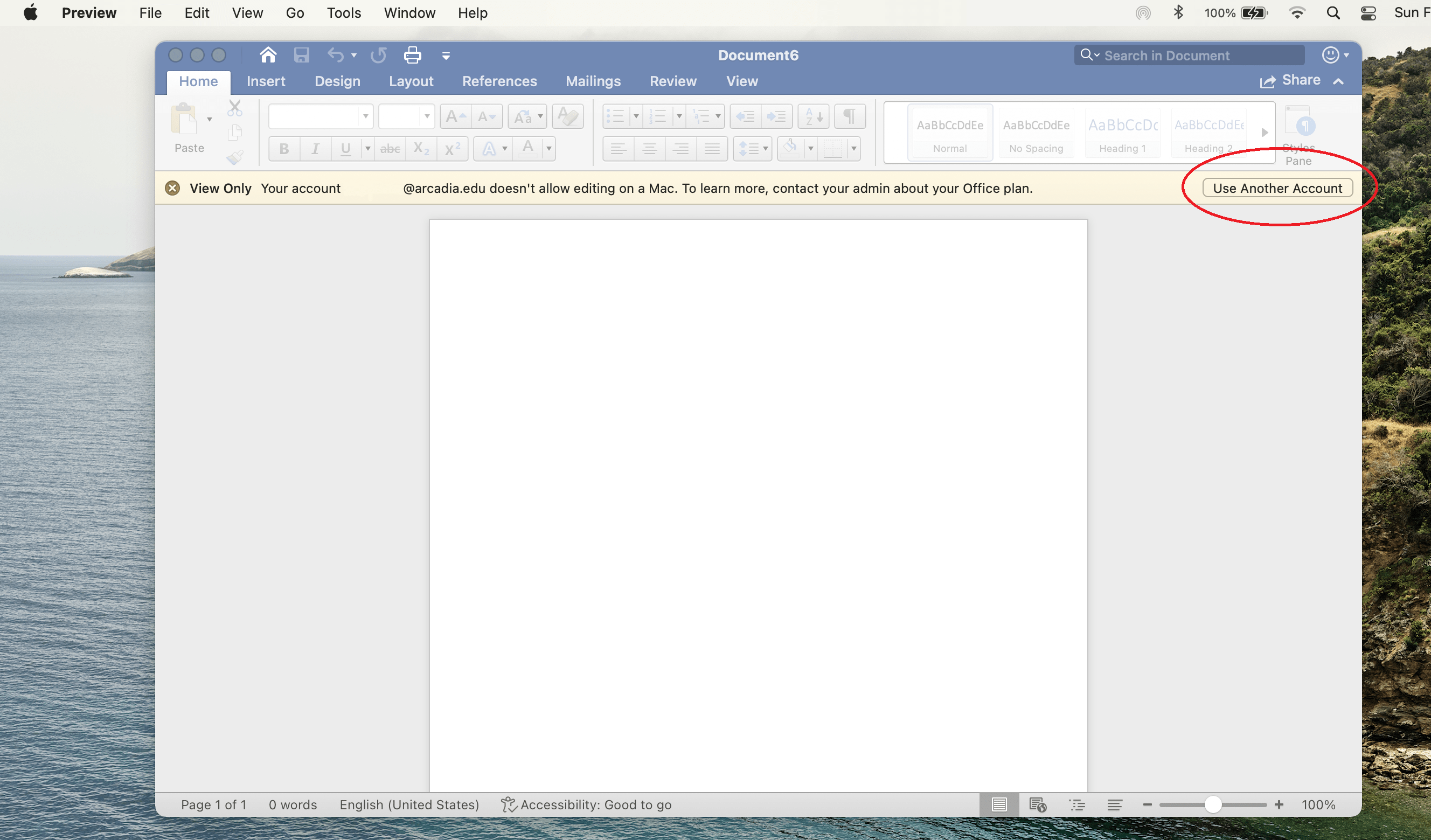 Microsoft Word does not allow editing on a Mac Arcadia University