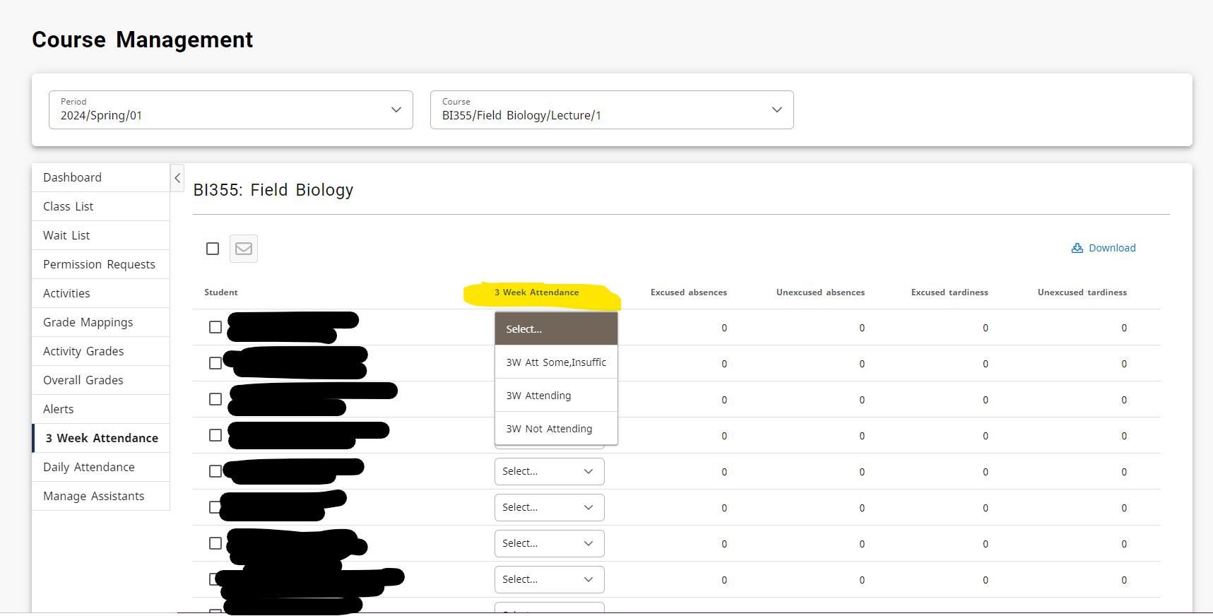 Submit 3 Week Attendance Arcadia University