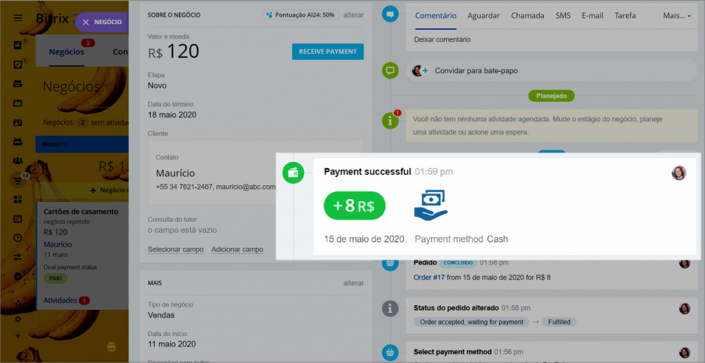 Como seu cliente paga o pedido