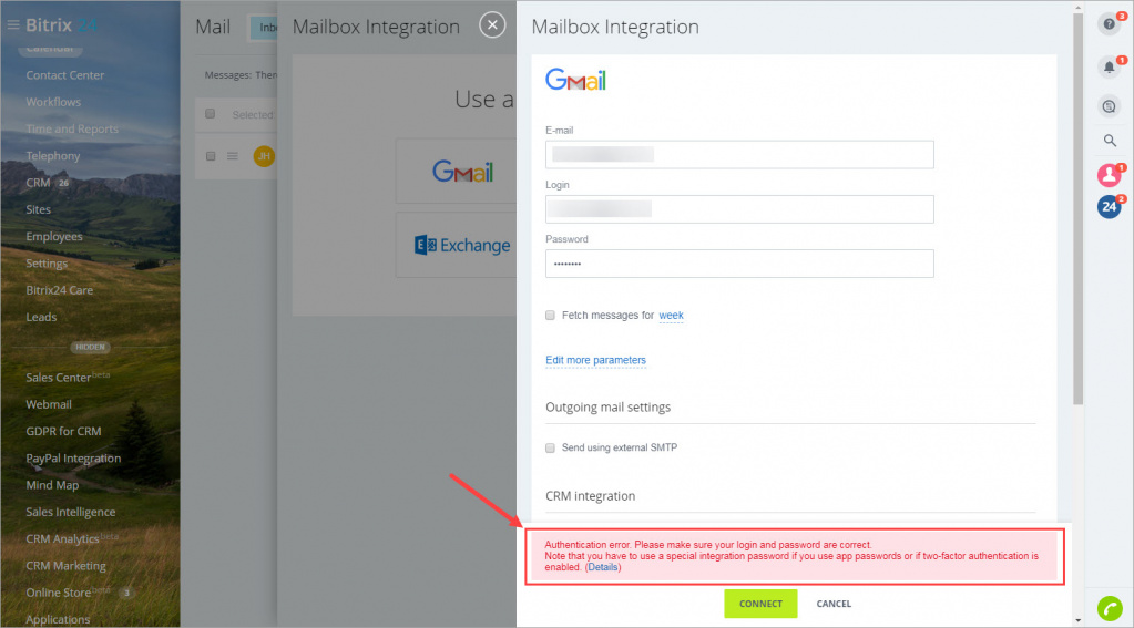 Gmail authentication error