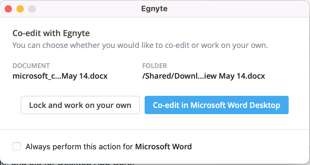 CoEdit Using the Microsoft Office Desktop Egnyte