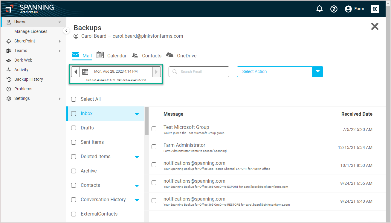 How to Restore All Mail Kaseya