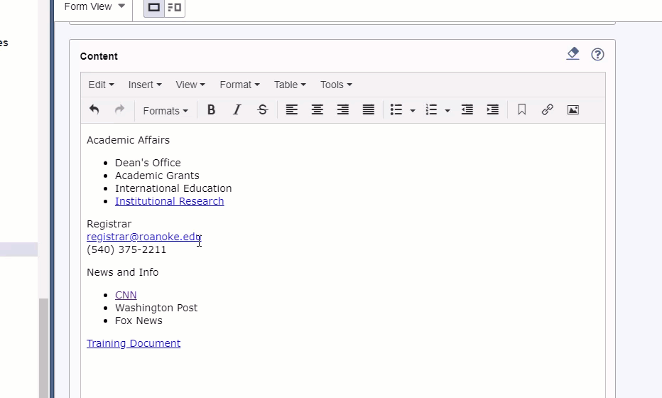 Insert a Link to a Phone Number Roanoke College Quick Solutions