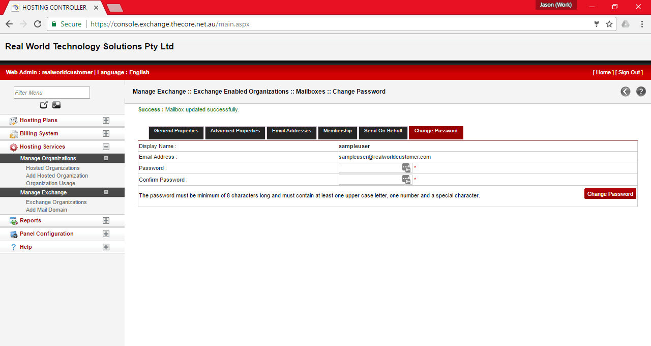 Mailbox Management Change mailbox passwords Real World Help Centre