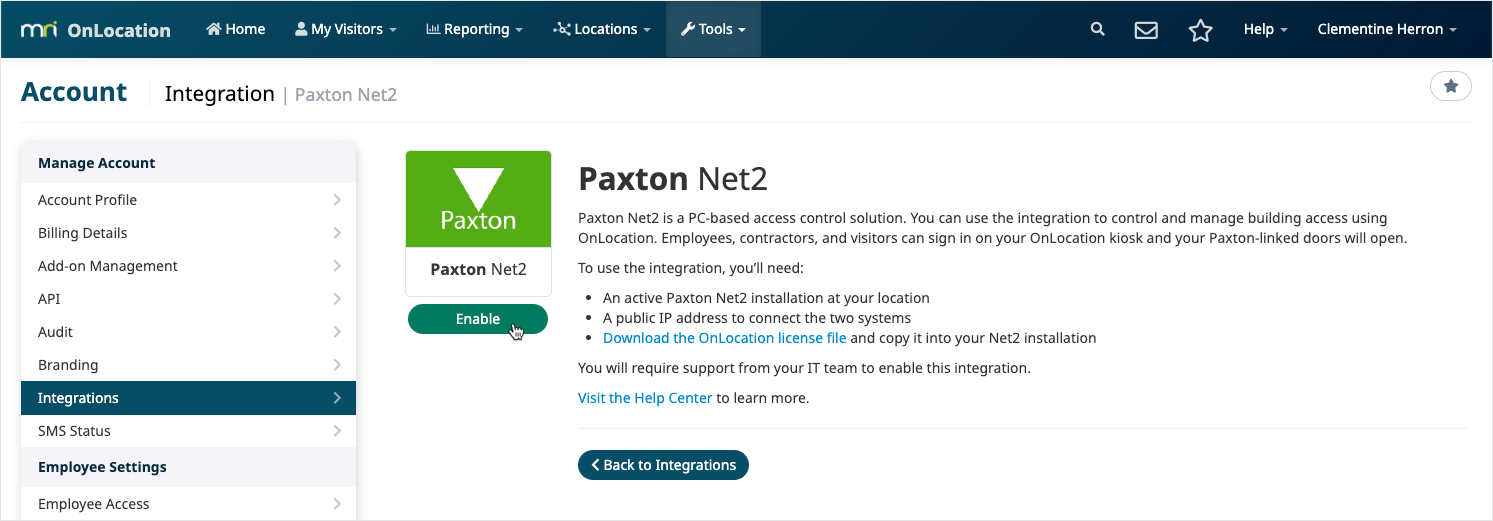 Set up the Paxton Net2 integration MRI OnLocation Help Center