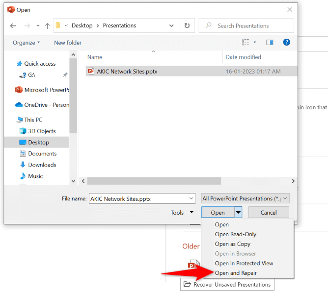 How to Fix the “An error occurred while PowerPoint was saving the file