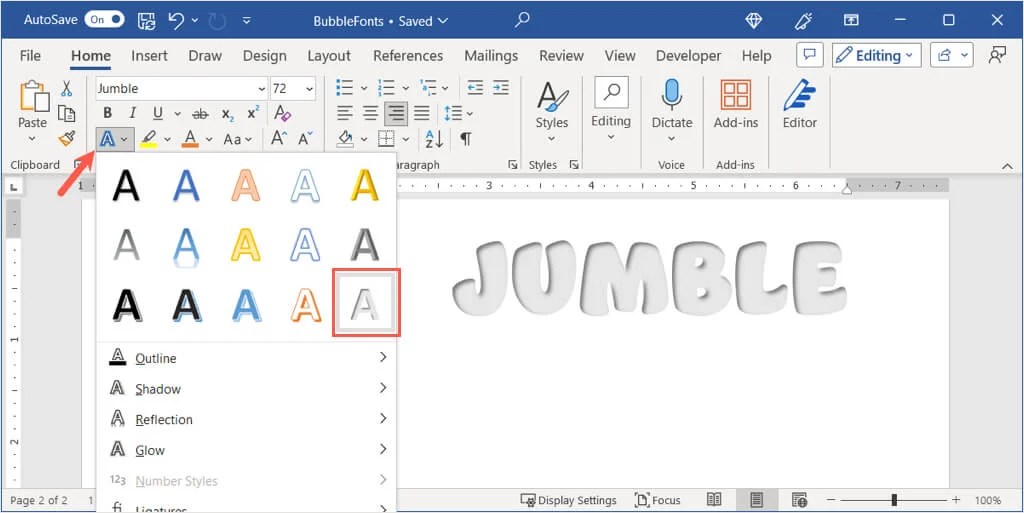 Cara Membuat Efek Huruf Gelembung di Word Technovandia