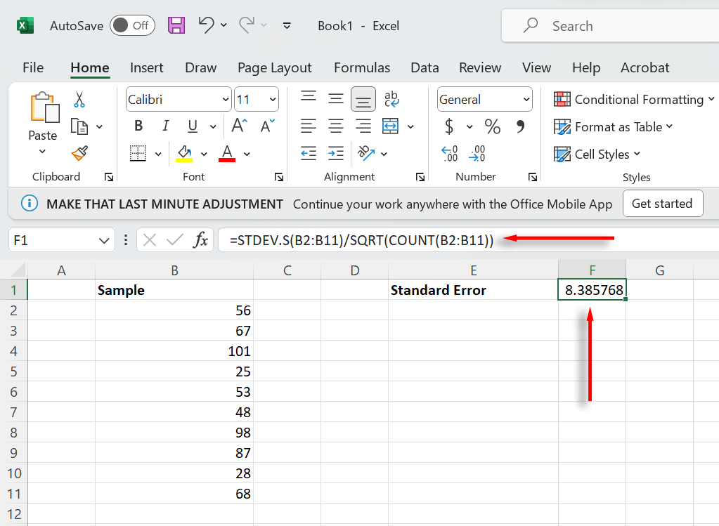 How to Calculate Standard Error in Excel