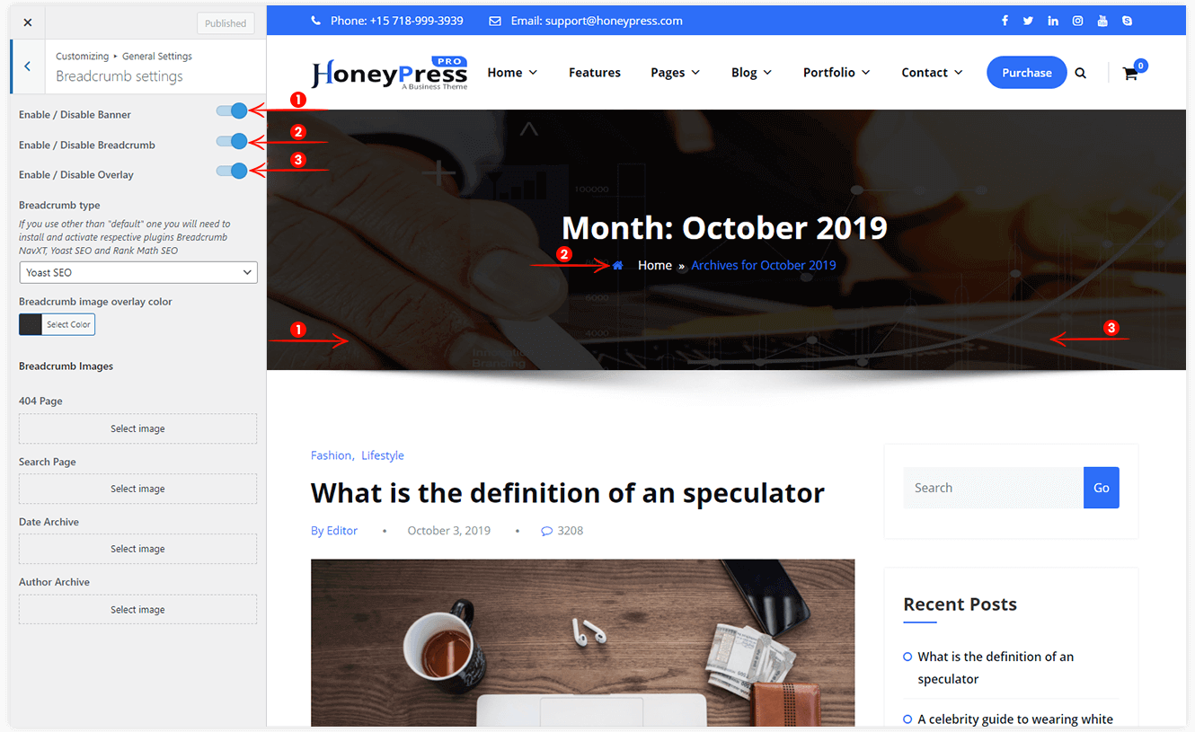 How to customize the Breadcrumbs in HoneyPress Pro Spicethemes Help