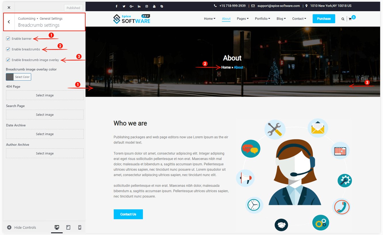How to customize the Breadcrumbs in Spice Software Plus Spicethemes